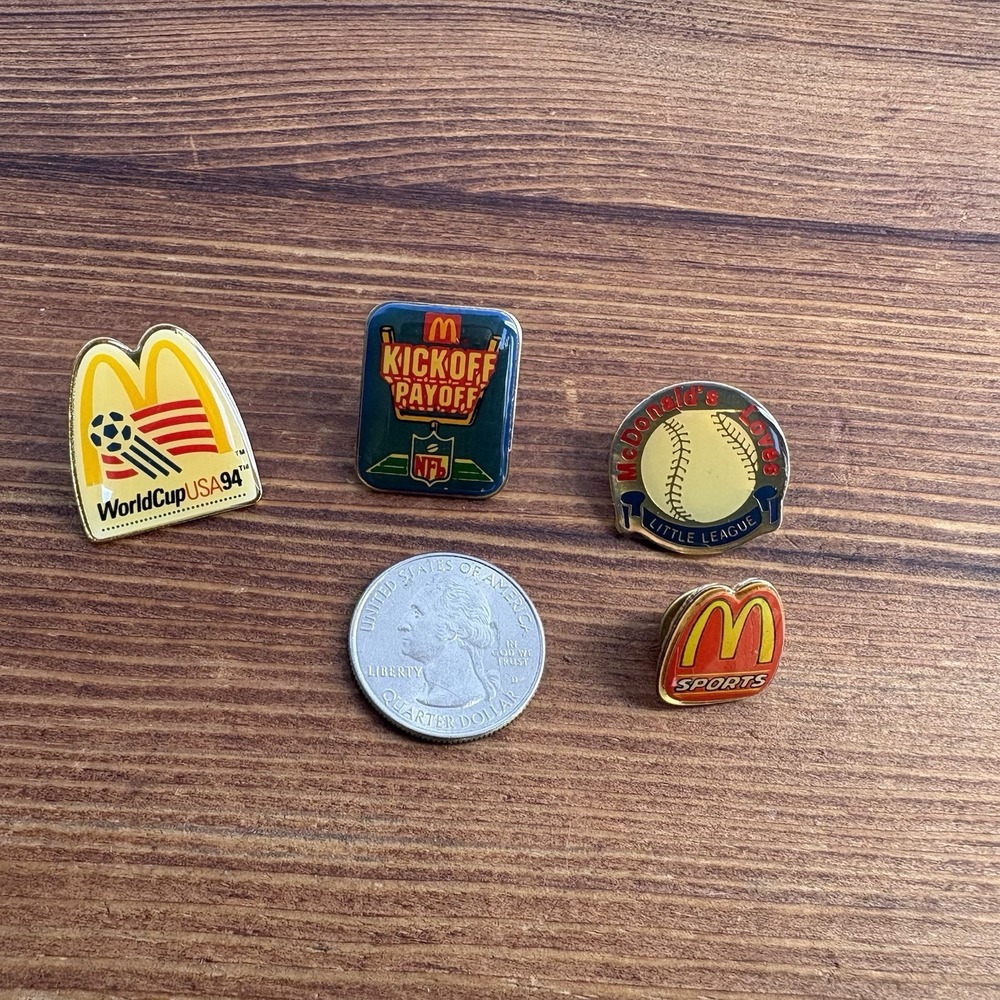 Vintage McDonald's Sports Enamel Lapel Pin Lot World Cup NFL Baseball